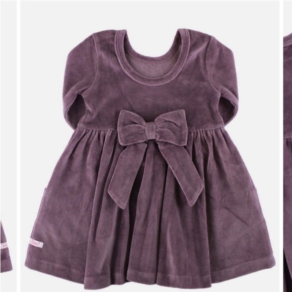 RUFFLEBUTTS VINTAGE VIOLET VELOUR 3/4 SLEEVE TWIRL DRESS - Picture 1 of 6